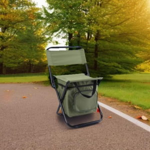 Foldable Fishing Chair with Cooler Bag Portable Outdoor Stool for Camping Hiking Travel