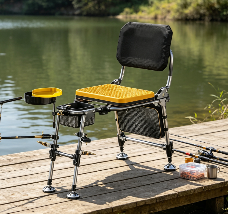 Adjustable Backrest Fishing Chair with Foldable Frame and Stable Outdoor Design for Fishing