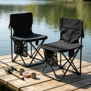 Large Folding Stool with Pocket Storage Portable Seat for Hiking Fishing Camping Activities