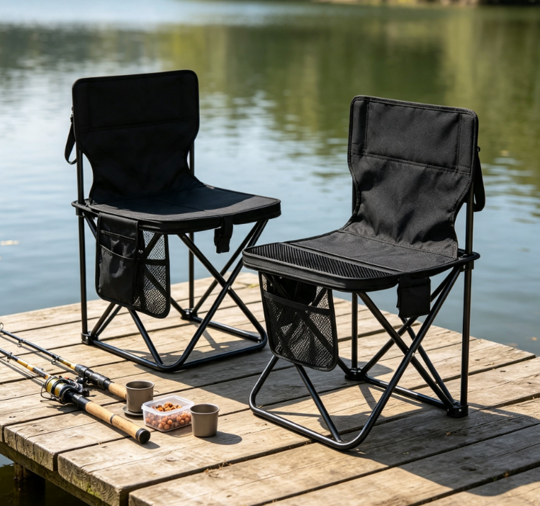 Large Folding Stool with Pocket Storage Portable Seat for Hiking Fishing Camping Activities