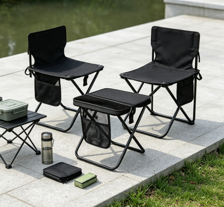 Large Folding Stool with Pocket Storage Portable Seat for Hiking Fishing Camping Activities - Image 2