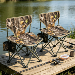 2 Pack Tripod Hunting Chairs with Backrest Folding Portable Seats for Fishing Camping