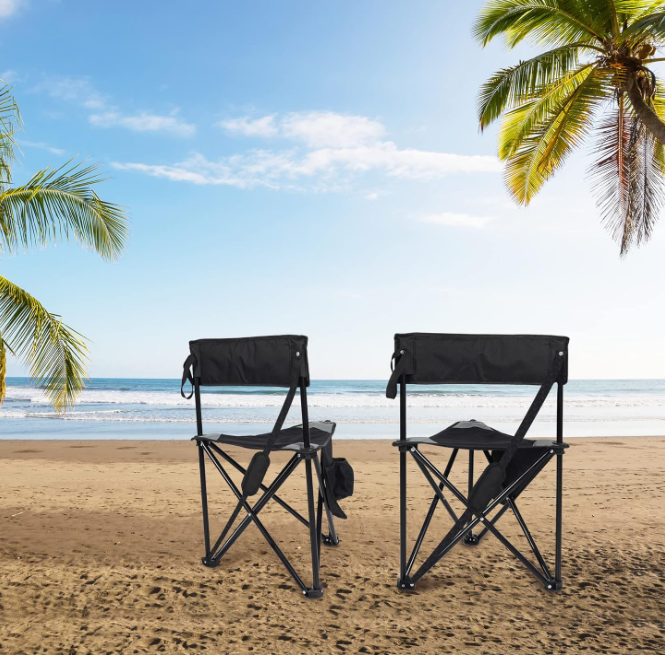 2 Pack Folding Tripod Camping Chairs with Backrest Portable Seats for Fishing Hunting