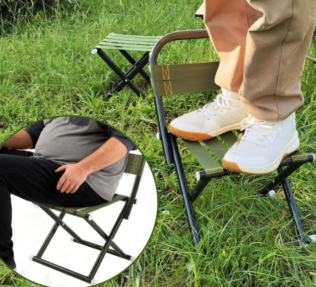 Portable Folding Camping Chair with Steel Frame Heavy Duty Seat for Hunting Fishing Hiking - Image 2