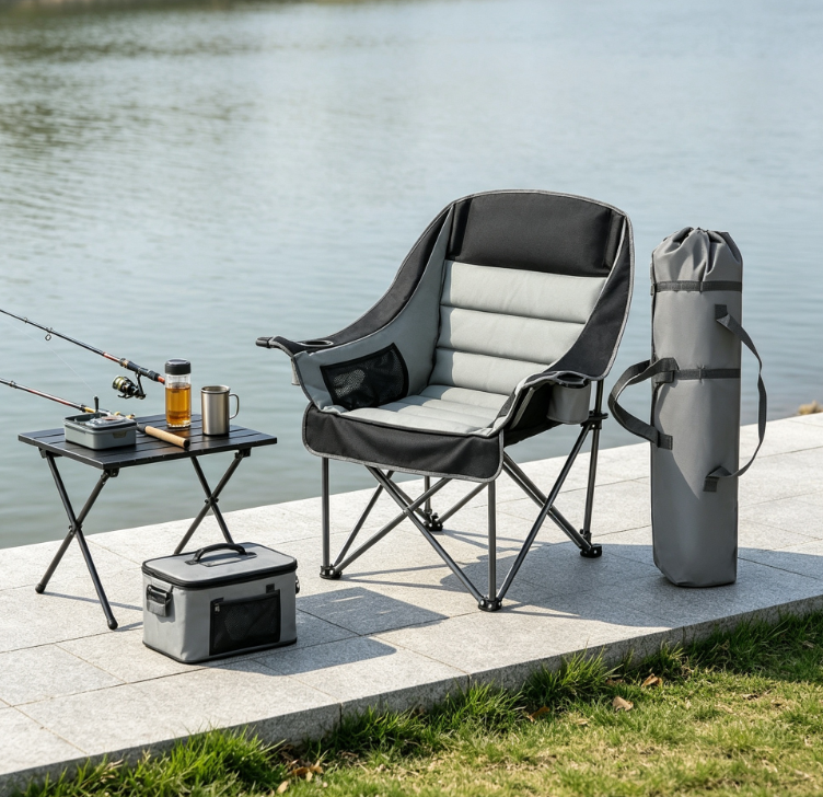 Oversized Folding Camping Chair with Dual Cup Holder and Carry Bag for Outdoor Activities - Image 2
