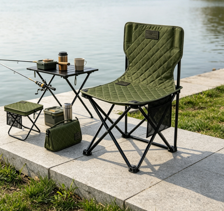 Extra Large Folding Backpack Stool with Storage Pocket Portable Outdoor Seat for Fishing - Image 2
