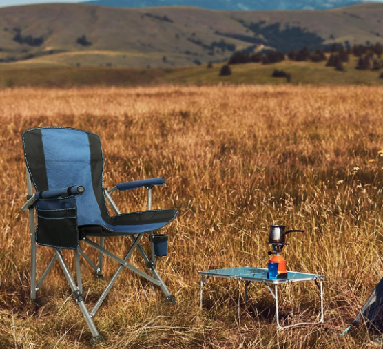 High Back Folding Camping Chair with Armrests Storage Bag and Cup Holder for Outdoor Use - Image 2