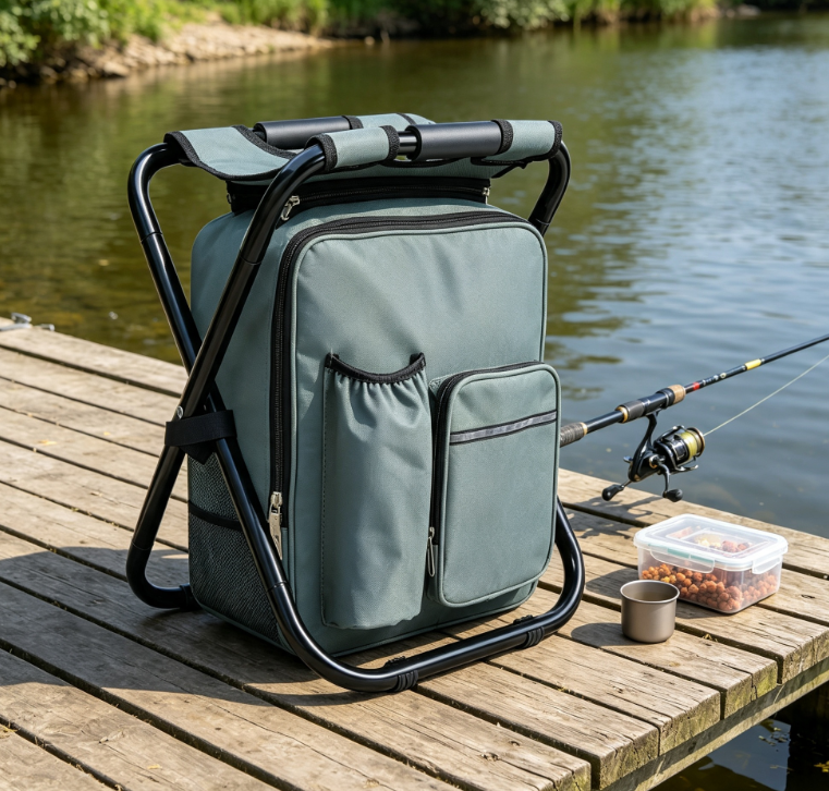 Portable Backpack Cooler Chair with Folding Design for Fishing Hunting Travel Camping