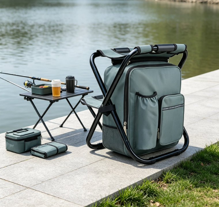 Portable Backpack Cooler Chair with Folding Design for Fishing Hunting Travel Camping - Image 2