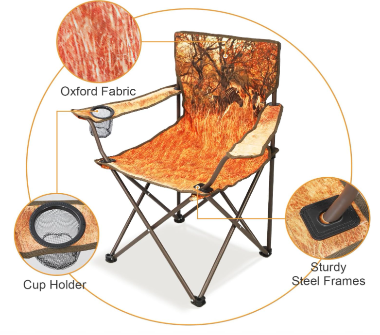 2 Pack Folding Camping Chairs with Portable Design for Outdoor Travel Beach Fishing - Image 2