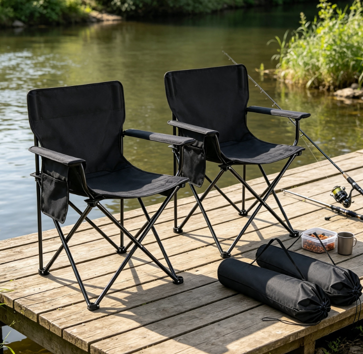 2 Pack Folding Moon Camping Chairs with Carry Bag for Fishing Sports Outdoor Activities