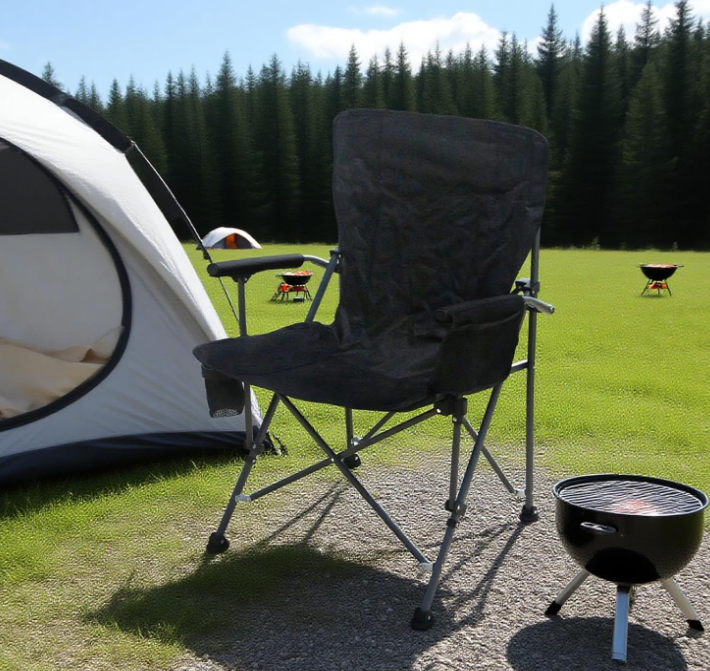 Oversized Portable Folding Camping Chair with Side Pocket for Fishing Hiking Picnic Beach